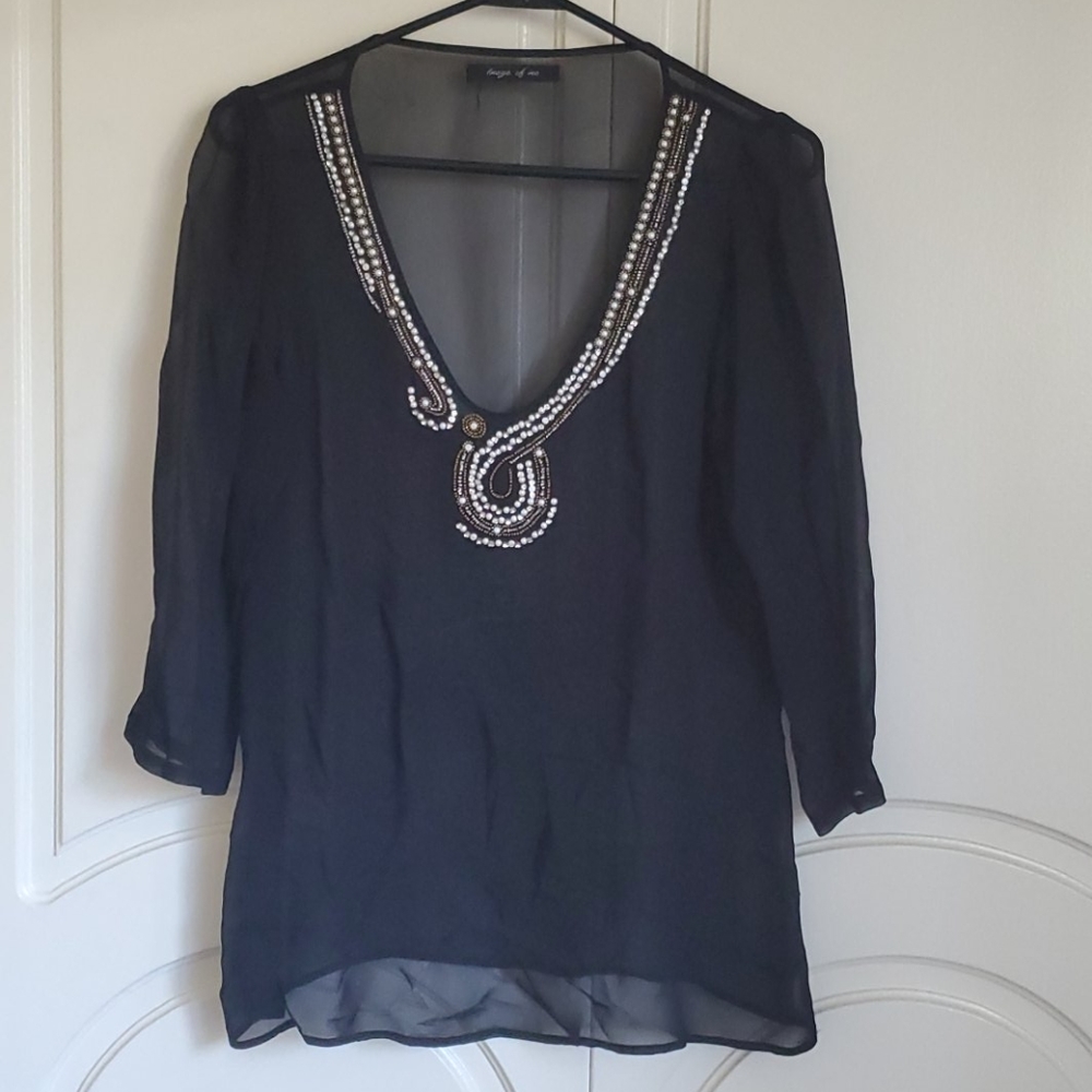 Jeweled see through blouse